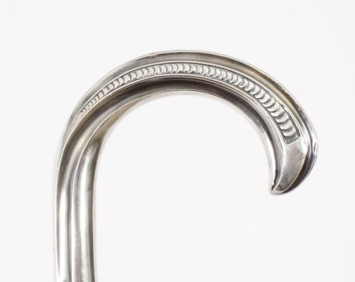 fig 1. Antique French Art Noveau Silver Walking Cane Stick 19th Century
