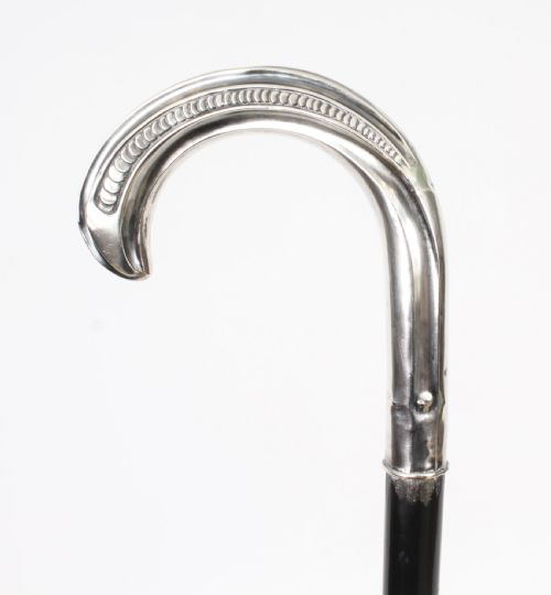 fig 2. Antique French Art Noveau Silver Walking Cane Stick 19th Century