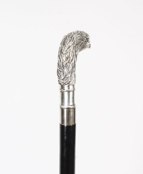 fig 1. Antique Russian Silver Eagle Handle Walking Stick 19th Century