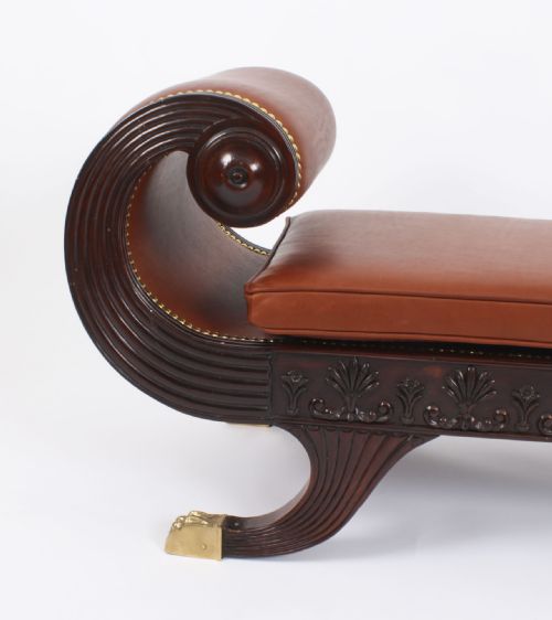 fig 1. Antique Regency Revival Window Hall Seat Stool 20th Century