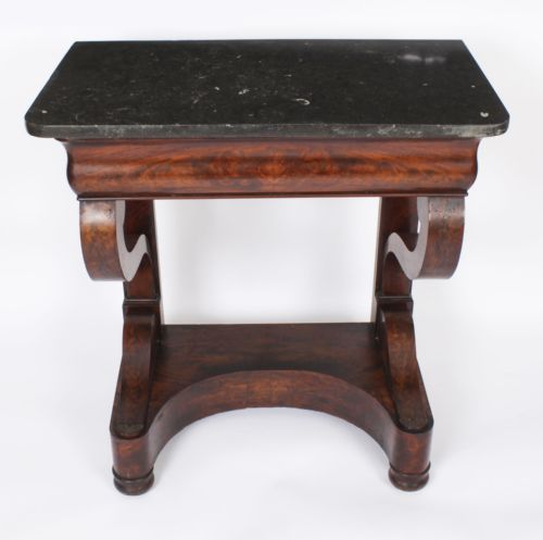 fig 2. Antique Pair French Empire Marble Top Console Tables Circa 1840 19th C