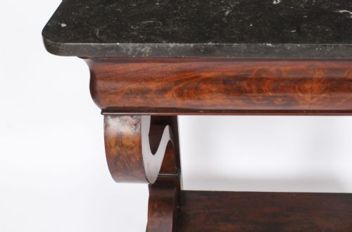 fig 4. Antique Pair French Empire Marble Top Console Tables Circa 1840 19th C
