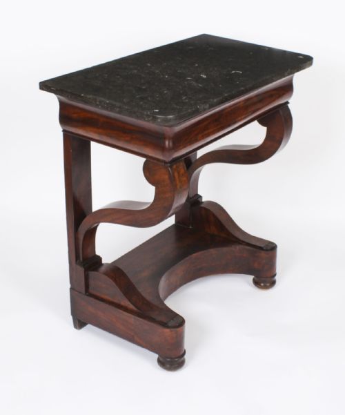 fig 6. Antique Pair French Empire Marble Top Console Tables Circa 1840 19th C