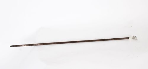 fig 1. Antique Walking Stick Cane Sterling Silver Duck Head Handle Dated 1909