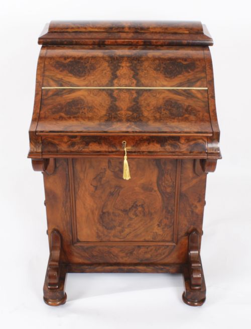 fig 2. Antique Burr Walnut Pop Up Davenport Desk c.1860 19th Century