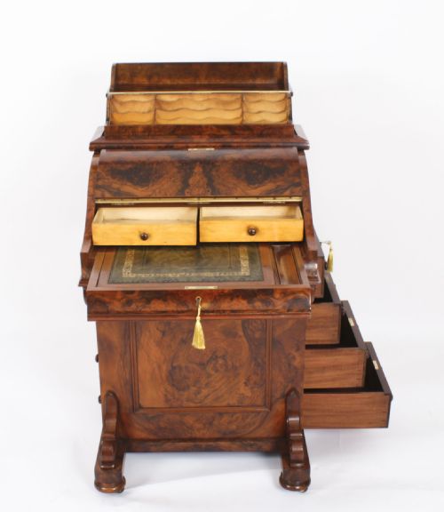 fig 4. Antique Burr Walnut Pop Up Davenport Desk c.1860 19th Century