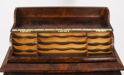 fig 5. Antique Burr Walnut Pop Up Davenport Desk c.1860 19th Century