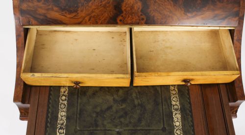 fig 7. Antique Burr Walnut Pop Up Davenport Desk c.1860 19th Century