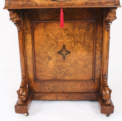 fig 7. Antique Victorian Burr Walnut & Inlaid Pop Up Davenport Desk 19th C