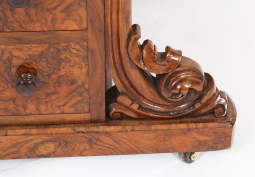 fig 8. Antique Victorian Burr Walnut & Inlaid Pop Up Davenport Desk 19th C