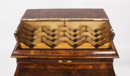 fig 10. Antique Victorian Burr Walnut & Inlaid Pop Up Davenport Desk 19th C