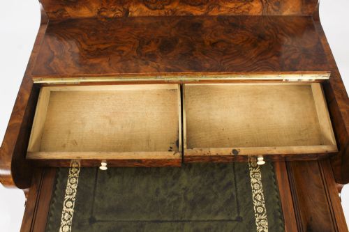 fig 11. Antique Victorian Burr Walnut & Inlaid Pop Up Davenport Desk 19th C