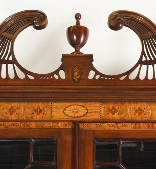 fig 4. Antique English Flame Mahogany Bureau Bookcase 19th Century