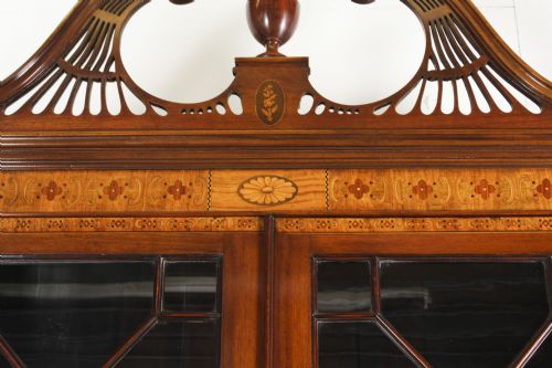 fig 6. Antique English Flame Mahogany Bureau Bookcase 19th Century