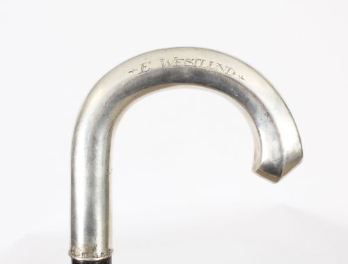 fig 1. Antique Swedish Silver Walking Cane Stick 19th Century
