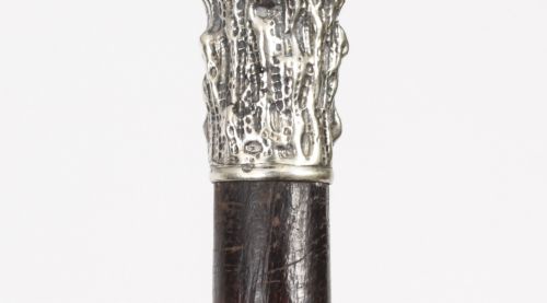 ANTIQUE WALKING SILVE PLATED CANE STICK 19TH CENTURY - ADDITIONAL PHOTO 3
