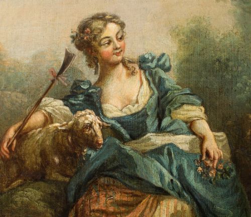 fig 4. Antique Oil Painting Manner of Jean-Antoine Watteau The Serenade Early 19Th C