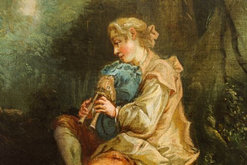 fig 6. Antique Oil Painting Manner of Jean-Antoine Watteau The Serenade Early 19Th C