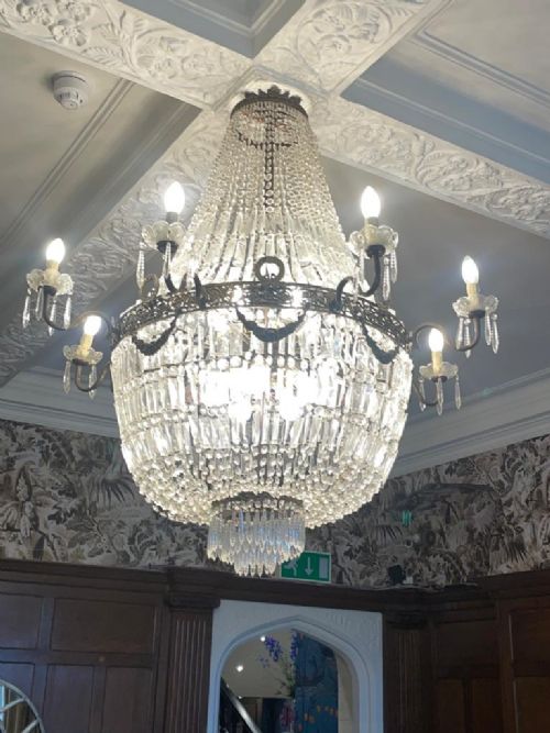 fig 2. Antique Louis Revival 20 light Ballroom Cut Crystal Tent Chandelier c1920