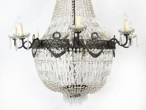 fig 3. Antique Louis Revival 20 light Ballroom Cut Crystal Tent Chandelier c1920