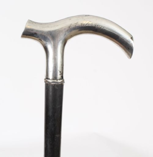fig 1. Antique Continental Silver Walking Stick Cane 19th Century
