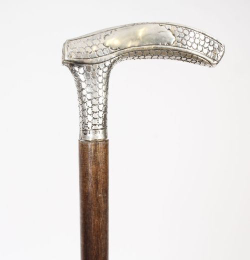 fig 1. Antique Continental Silver Walking Stick 19th Century Circa 1880