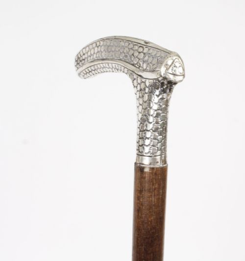 fig 3. Antique Continental Silver Walking Stick 19th Century Circa 1880