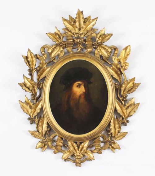 fig 1. Antique Pair Oval Leonardo Da Vinci and Raphael Paintings Circa 1780 18th C