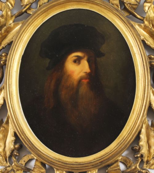 fig 2. Antique Pair Oval Leonardo Da Vinci and Raphael Paintings Circa 1780 18th C