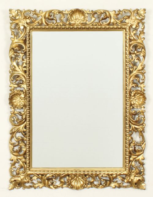 fig 1. Antique Pair Italian Giltwood Florentine Overmantle Mirror 83 x 61cm 19thCentury