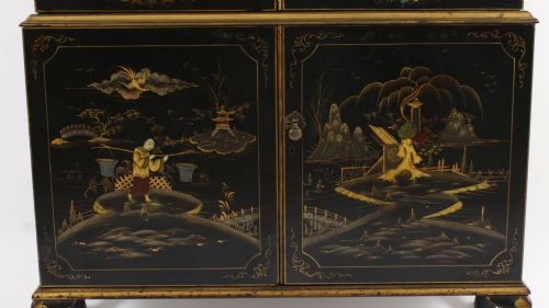 fig 4. Antique Japanese Revival Black Lacquered Display Cabinet Circa1900