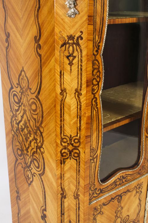 ANTIQUE LOIUS XV REVIVAL MARQUETRY KINGWOOD VITRINE DISPLAY CABINET 19TH CENTURY - ADDITIONAL PHOTO 9