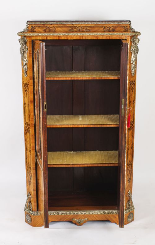 ANTIQUE LOIUS XV REVIVAL MARQUETRY KINGWOOD VITRINE DISPLAY CABINET 19TH CENTURY - ADDITIONAL PHOTO 12