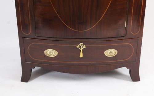 fig 1. Antique English Edwardian Flame Mahogany Bowfront Wardrobe C1900