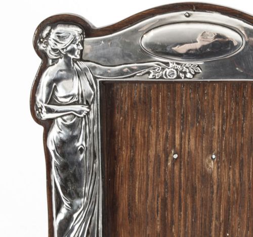 fig 1. Antique Art Nouveau Sterling Silver Photo Frame Dated 1910 21x18cm