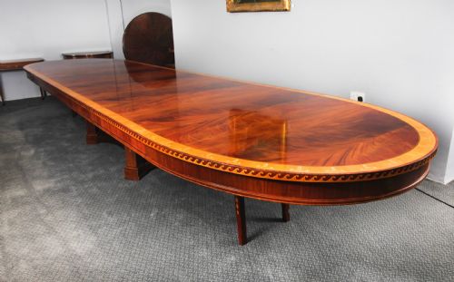 Antique 19ft Flame Mahogany Oval Extending Dining Table 19th C