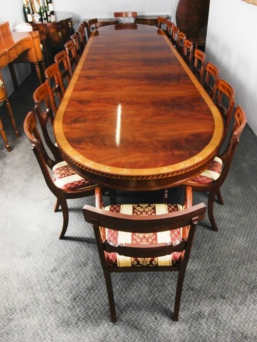 fig 1. Antique 19ft Flame Mahogany Oval Extending Dining Table 19th C