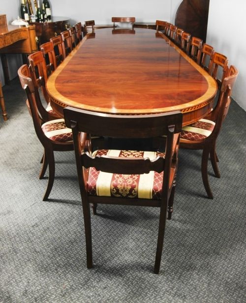 fig 3. Antique 19ft Flame Mahogany Oval Extending Dining Table 19th C