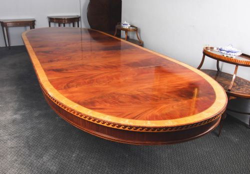 fig 4. Antique 19ft Flame Mahogany Oval Extending Dining Table 19th C