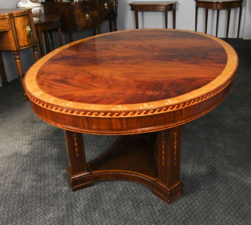 fig 5. Antique 19ft Flame Mahogany Oval Extending Dining Table 19th C