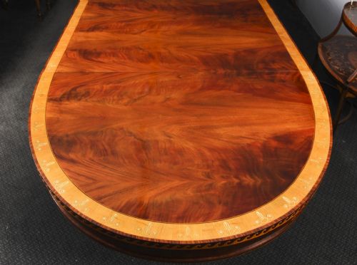 fig 6. Antique 19ft Flame Mahogany Oval Extending Dining Table 19th C