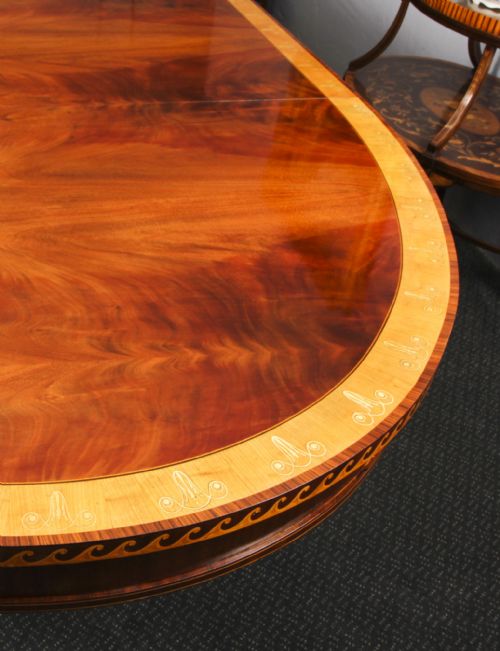 fig 8. Antique 19ft Flame Mahogany Oval Extending Dining Table 19th C