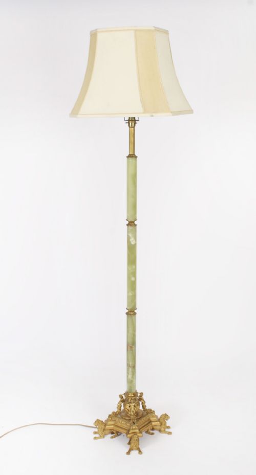 Antique Edwadian Onyx and Ormolu Floor Standard Lamp Circa 1900