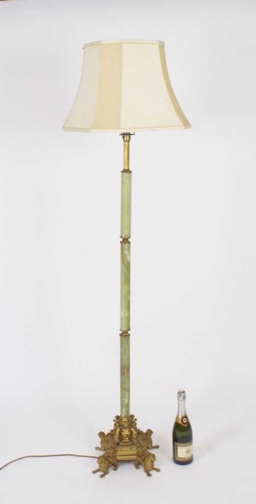 fig 7. Antique Edwadian Onyx and Ormolu Floor Standard Lamp circa 1900