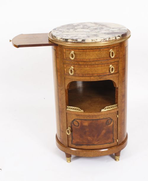 fig 5. Antique Pair French Louis Revival Burr Walnut Bedside Cabinets 19th C