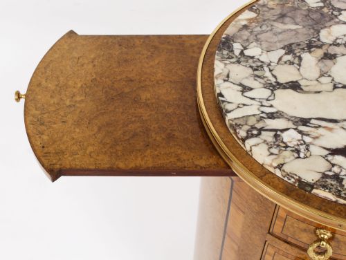 fig 6. Antique Pair French Louis Revival Burr Walnut Bedside Cabinets 19th C