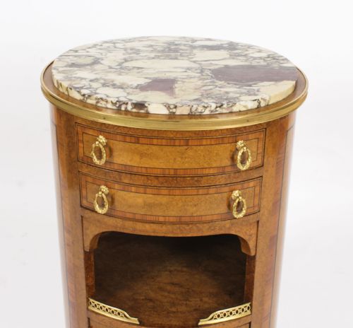 fig 7. Antique Pair French Louis Revival Burr Walnut Bedside Cabinets 19th C