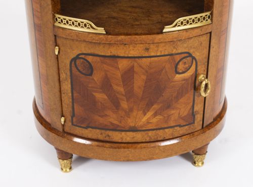 fig 8. Antique Pair French Louis Revival Burr Walnut Bedside Cabinets 19th C