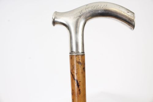 ANTIQUE CONTINETAL SILVER EBONIZED WALKING CANE STICK LATE 19TH C - ADDITIONAL PHOTO 1