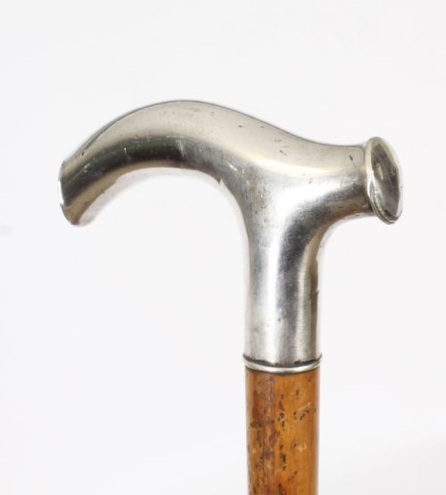 ANTIQUE CONTINETAL SILVER EBONIZED WALKING CANE STICK LATE 19TH C - ADDITIONAL PHOTO 3